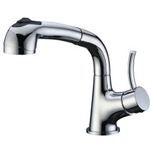 Single Lever Pull out Spray Kitchen Sink Faucet with Chrome Finish
